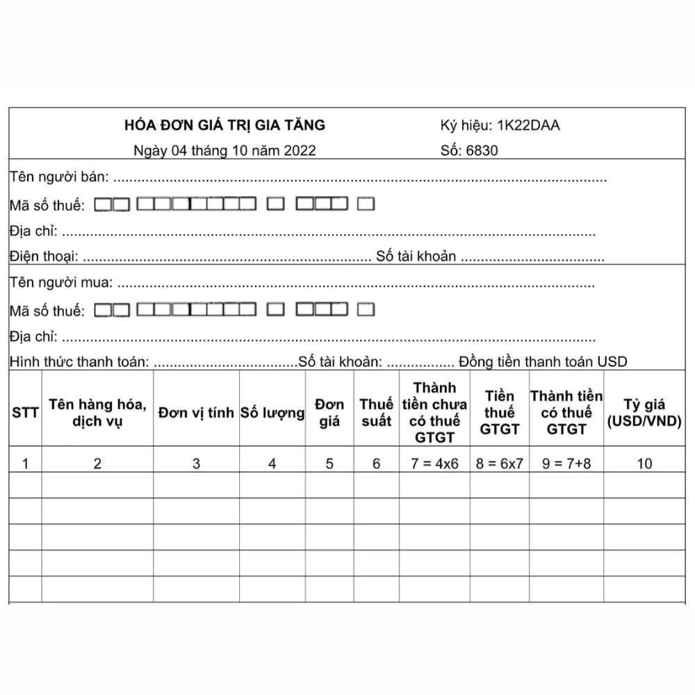 Mẫu hoá đơn gtgt