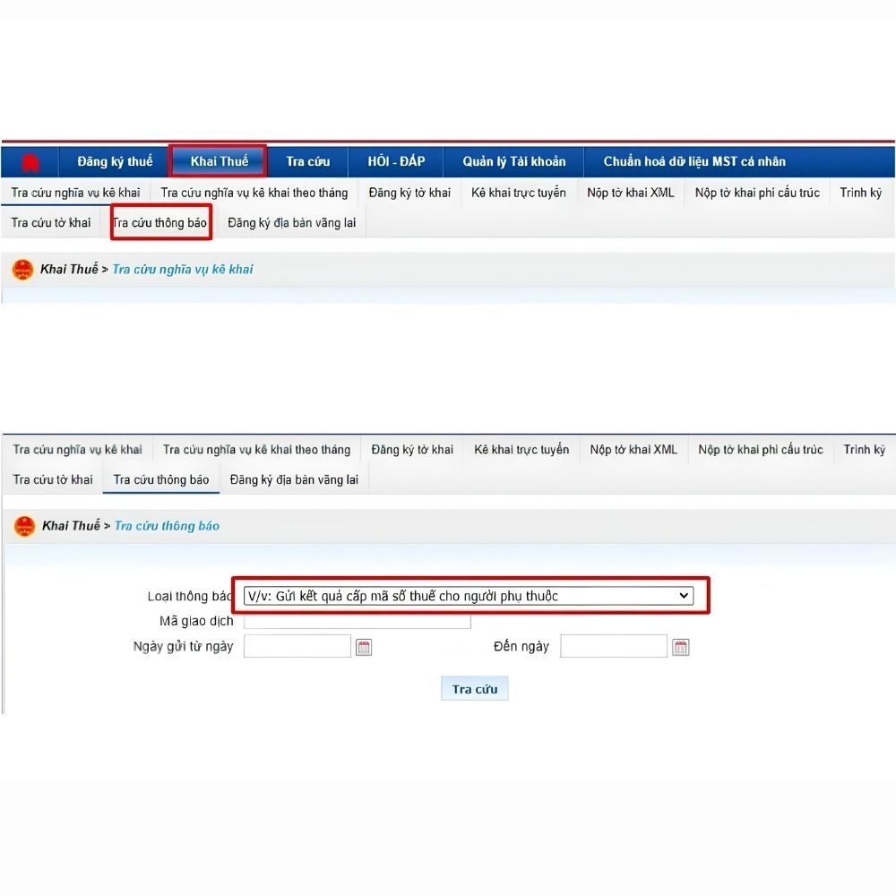 Tra cứu mã số thuế người phụ thuộc qua website Thuế điện tử 8